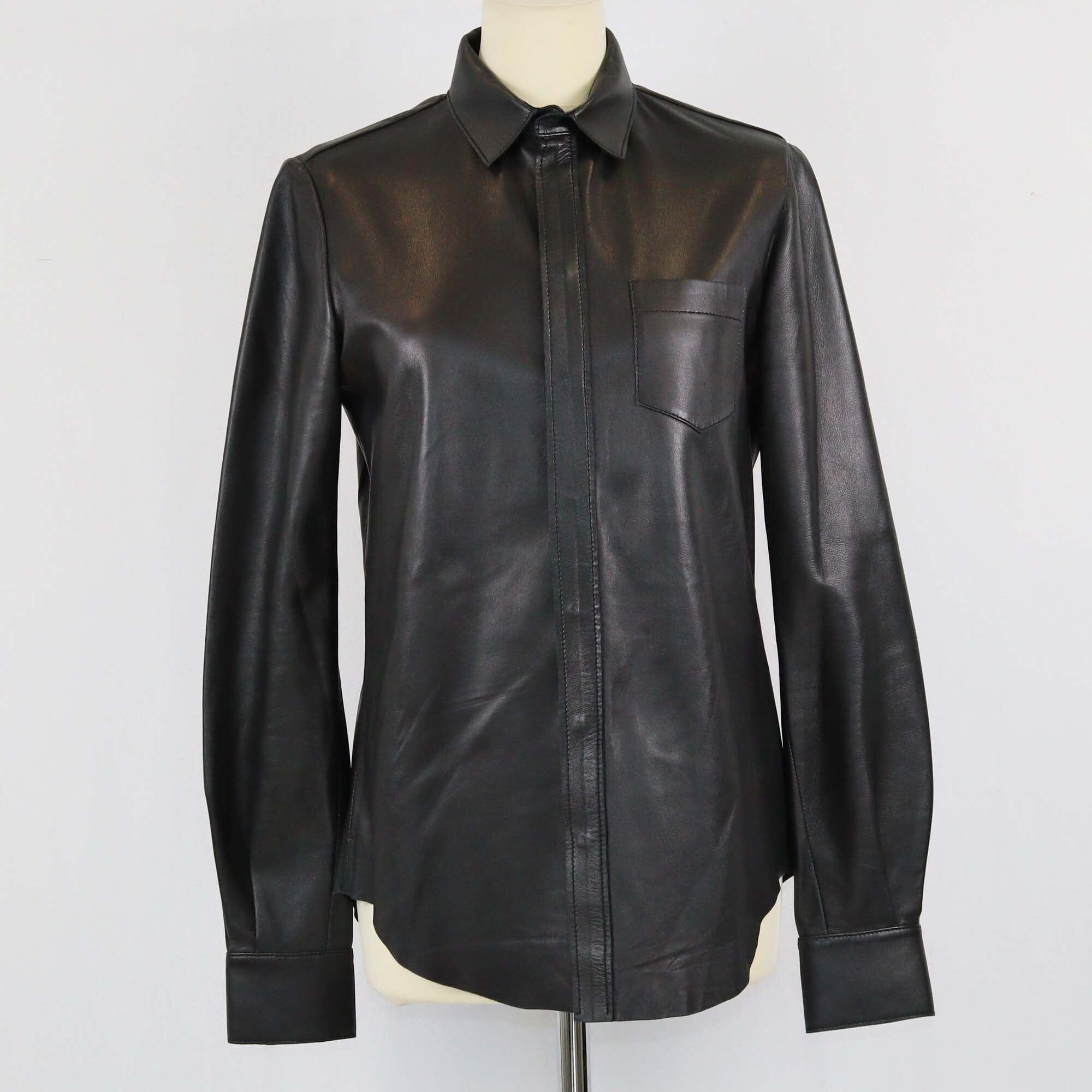 Joseph Black Leather Longsleeve Shirt Womens Joseph 