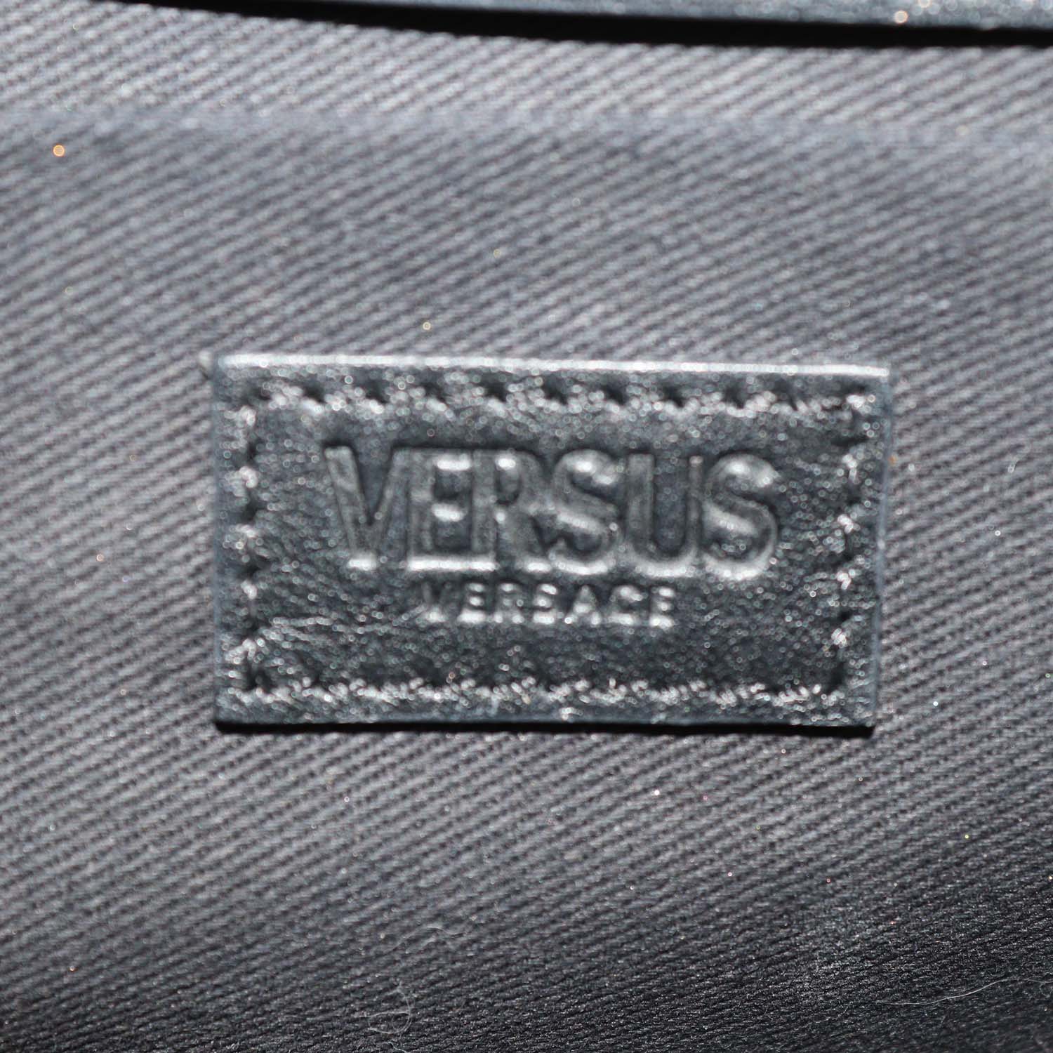 Versus Versace Black Snake Embossed Leather Lion Logo Chain Clutch