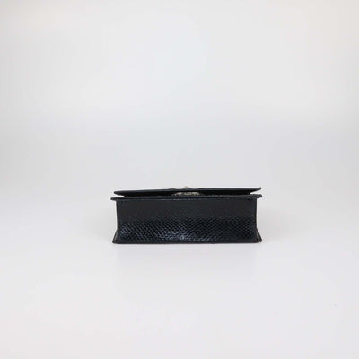 Versus Versace Black Snake Embossed Leather Lion Logo Chain Clutch