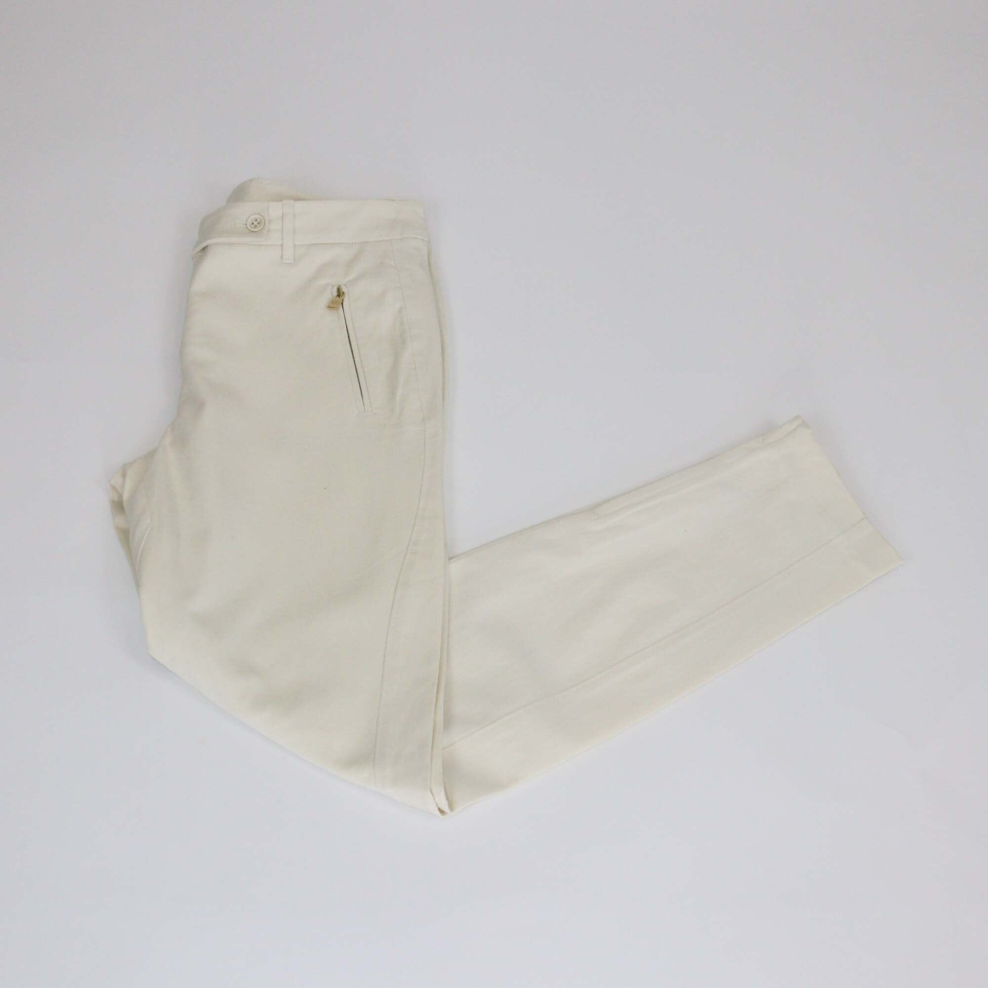 Loro Piana Cream Cotton Blended Zip Pocket Fit Jeans Womens Loro Piana 