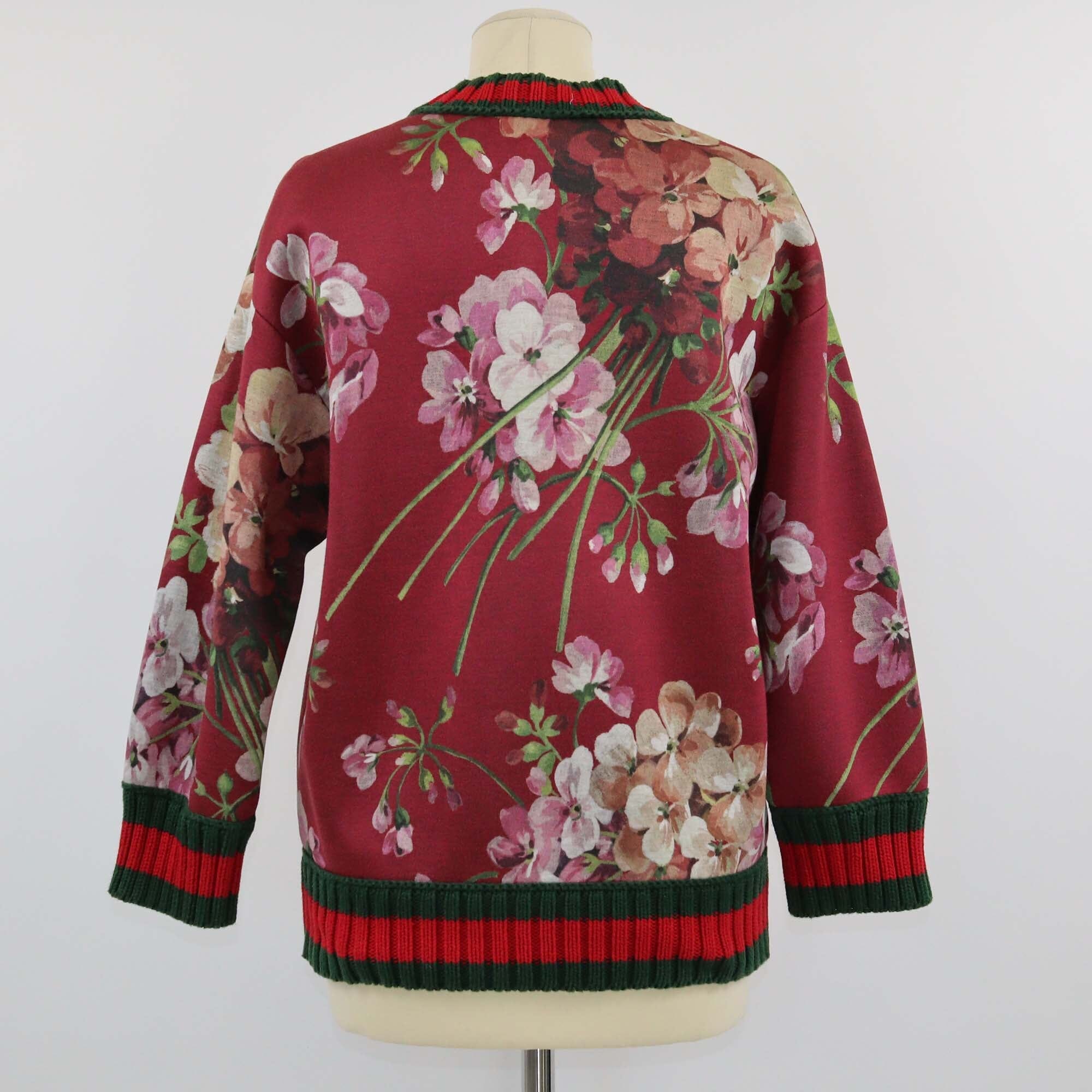 Gucci Burgundy Blooms Print Web Trim Sweatshirt Womens Gucci 