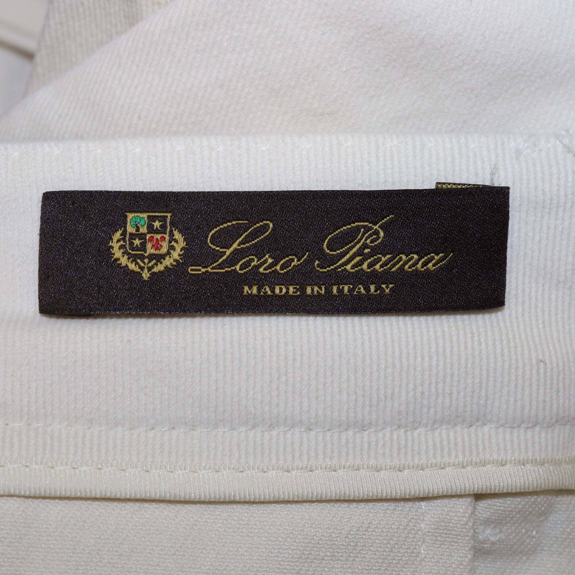 Loro Piana Cream Cotton Blended Zip Pocket Fit Jeans Womens Loro Piana 