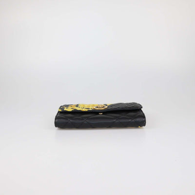Versace Black Quilted Leather Barocco Print Medusa Wallet On Chain