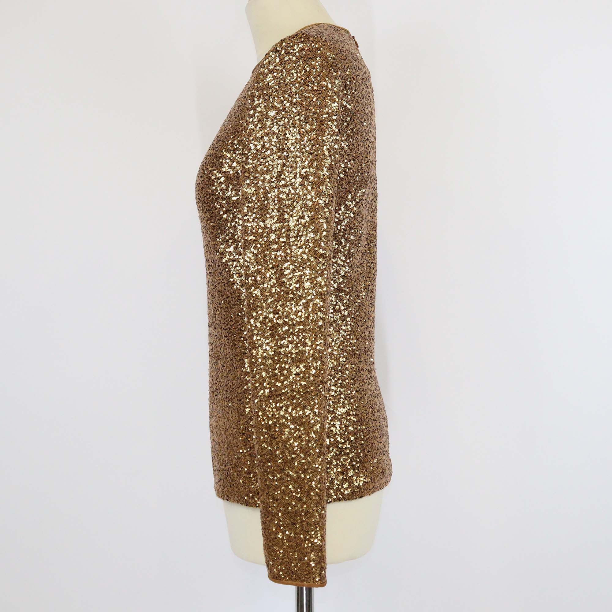 Akris Gold Full Sequins Long Sleeve Top