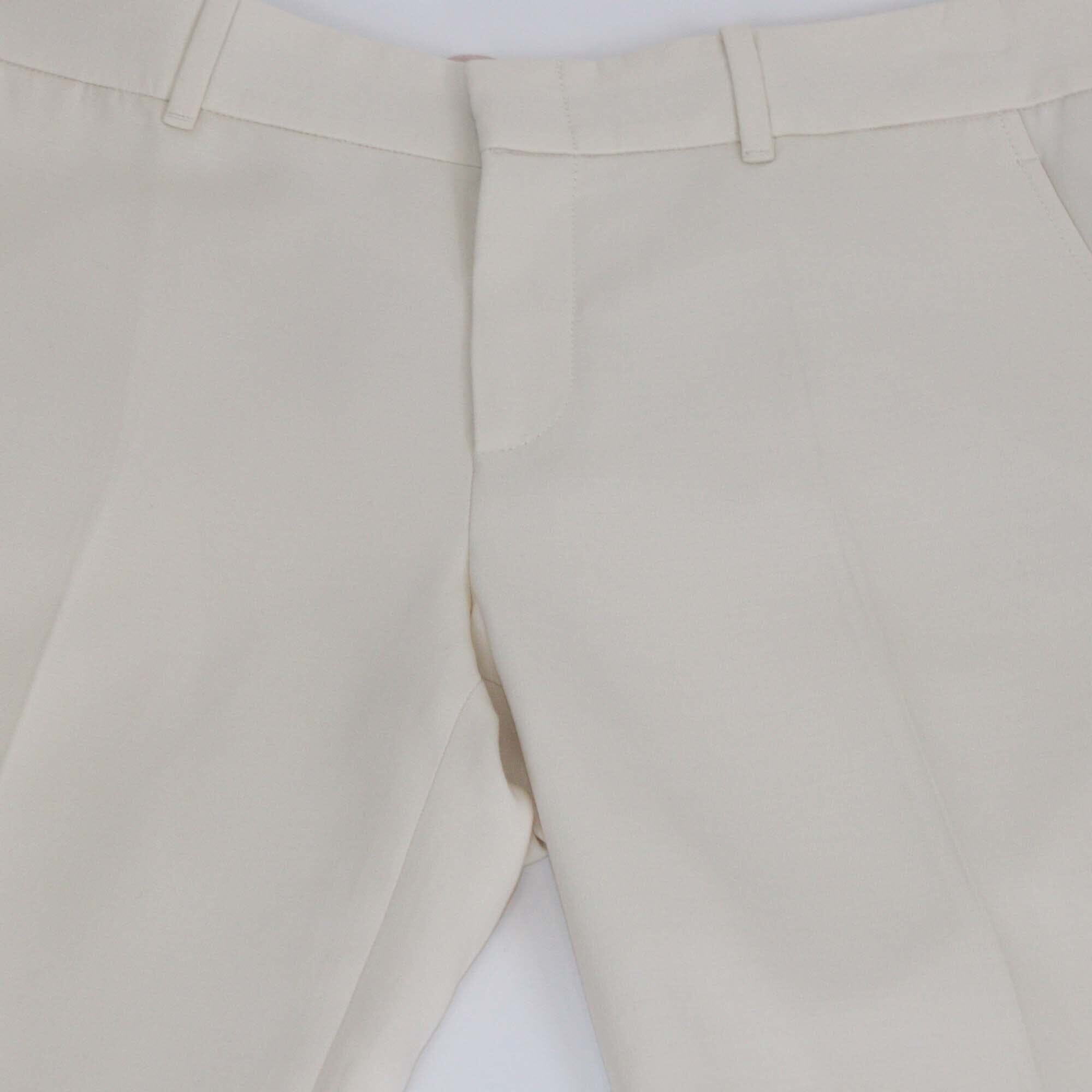 Gucci Cream Silk & Cotton Crepe Flared Trouser Womens Gucci 