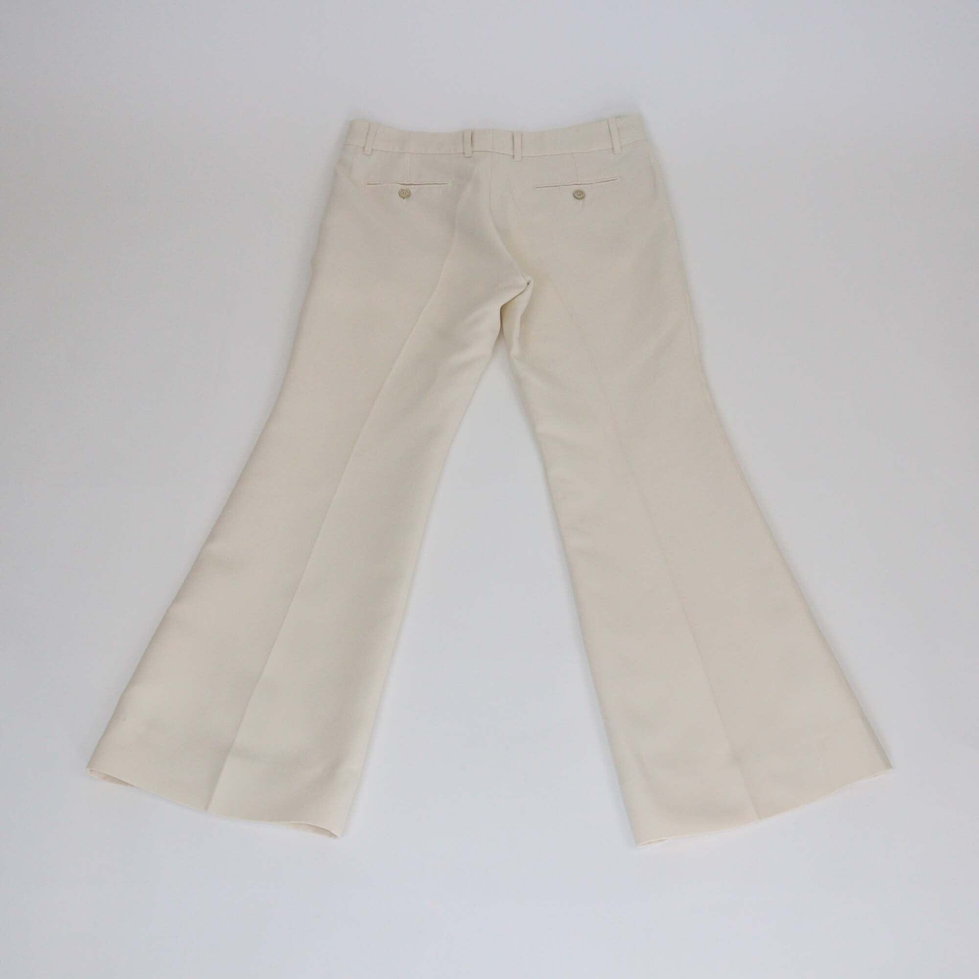 Gucci Cream Silk & Cotton Crepe Flared Trouser Womens Gucci 