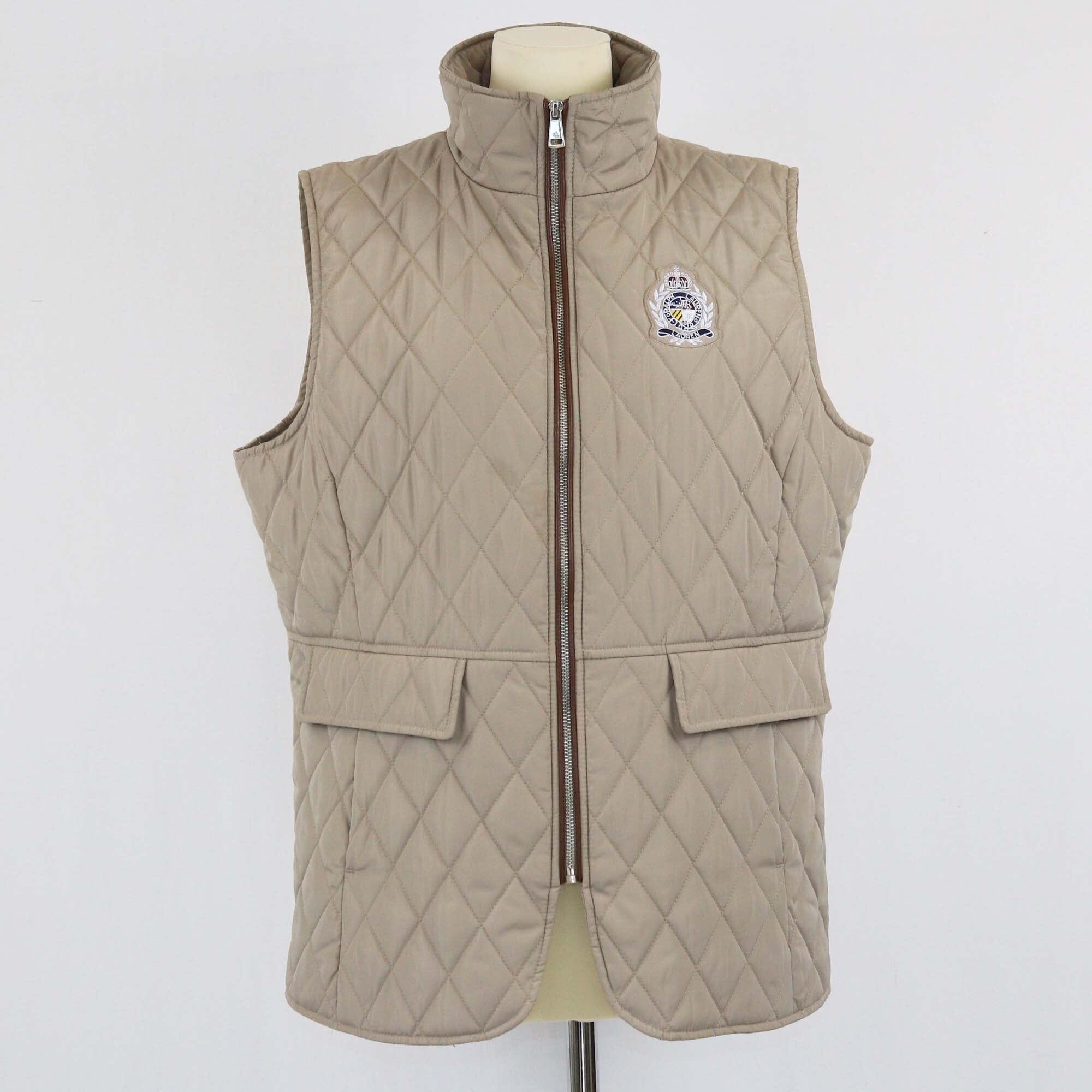 Ralph Lauren Beige Embroidered Quilted Vest Womens Ralph Lauren 