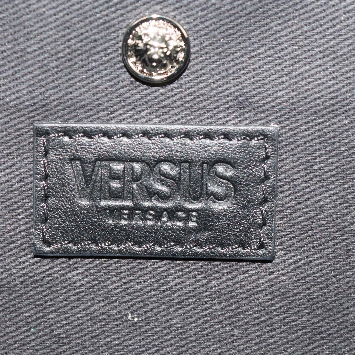 Versus Versace Metallic Blue Snake Embossed Leather Chain Clutch