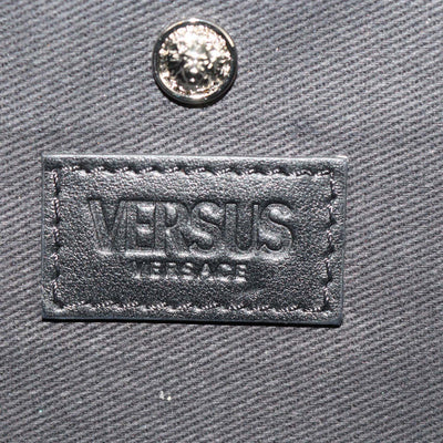 Versus Versace Metallic Blue Snake Embossed Leather Chain Clutch