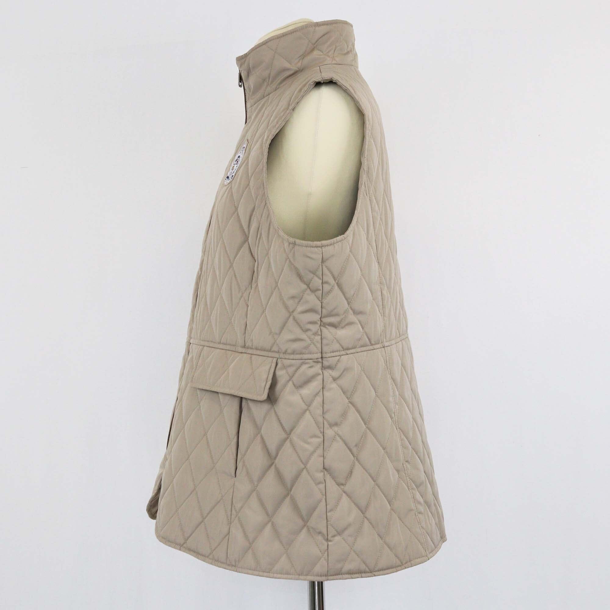 Ralph Lauren Beige Embroidered Quilted Vest Womens Ralph Lauren 