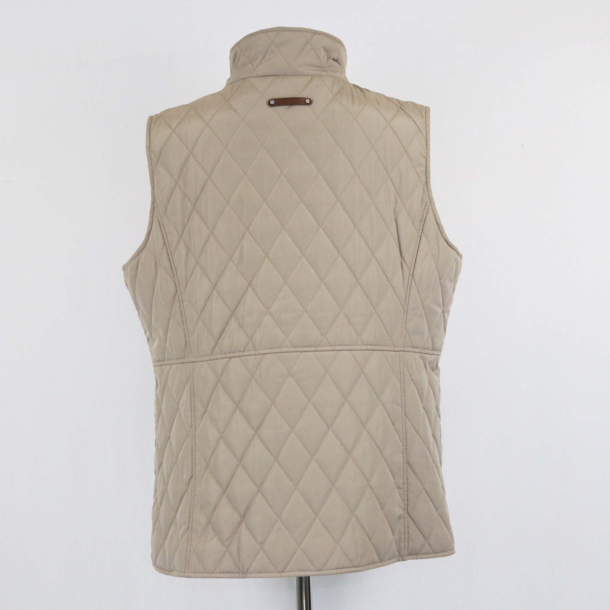 Ralph Lauren Beige Embroidered Quilted Vest Womens Ralph Lauren 