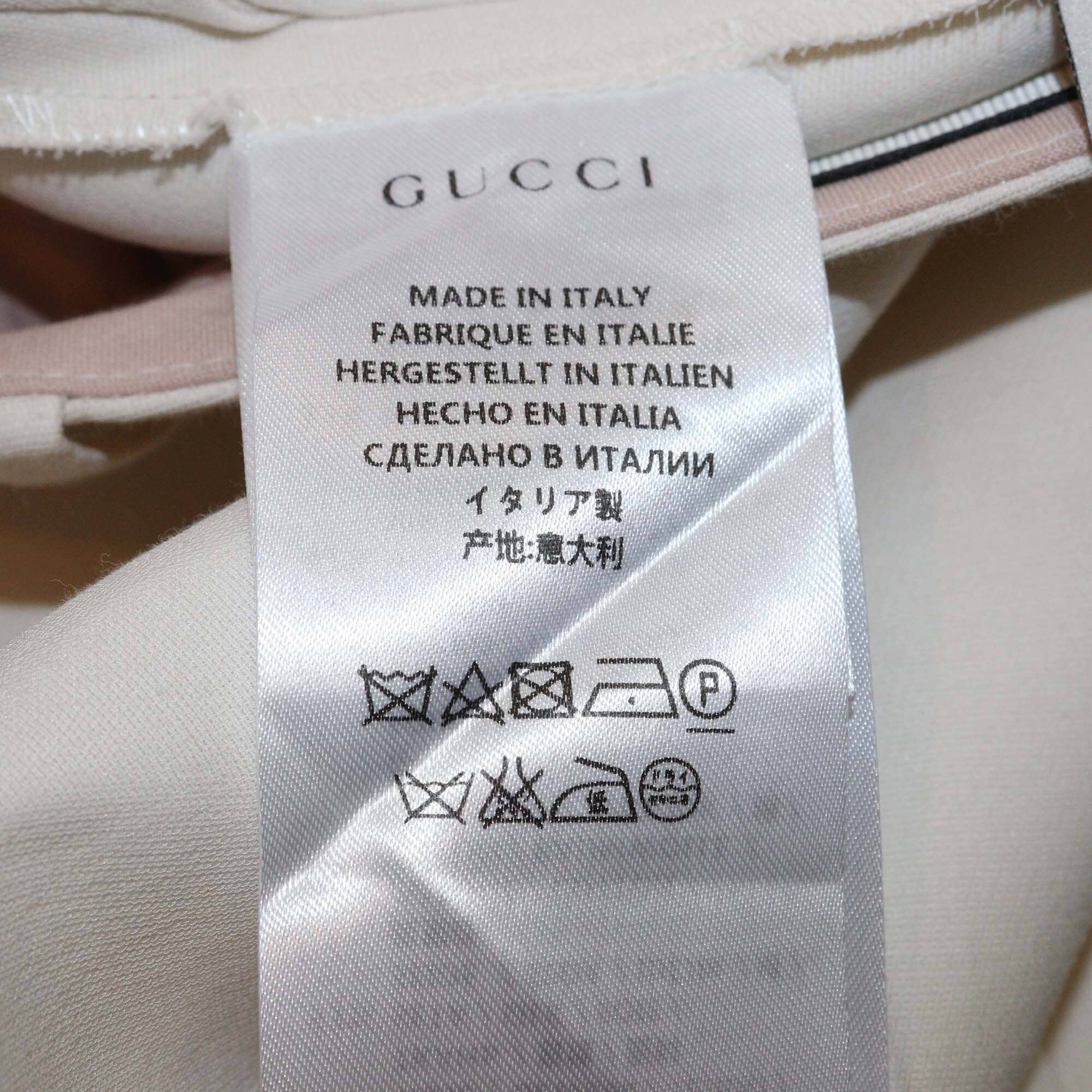 Gucci Cream Silk & Cotton Crepe Flared Trouser Womens Gucci 