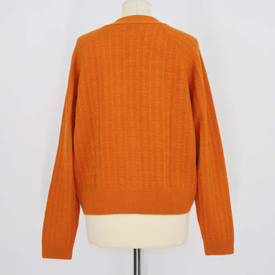 Hermes Orange Wool H Long Sleeve Cardigan