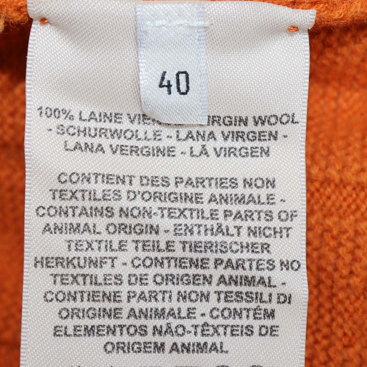 Hermes Orange Wool H Long Sleeve Cardigan