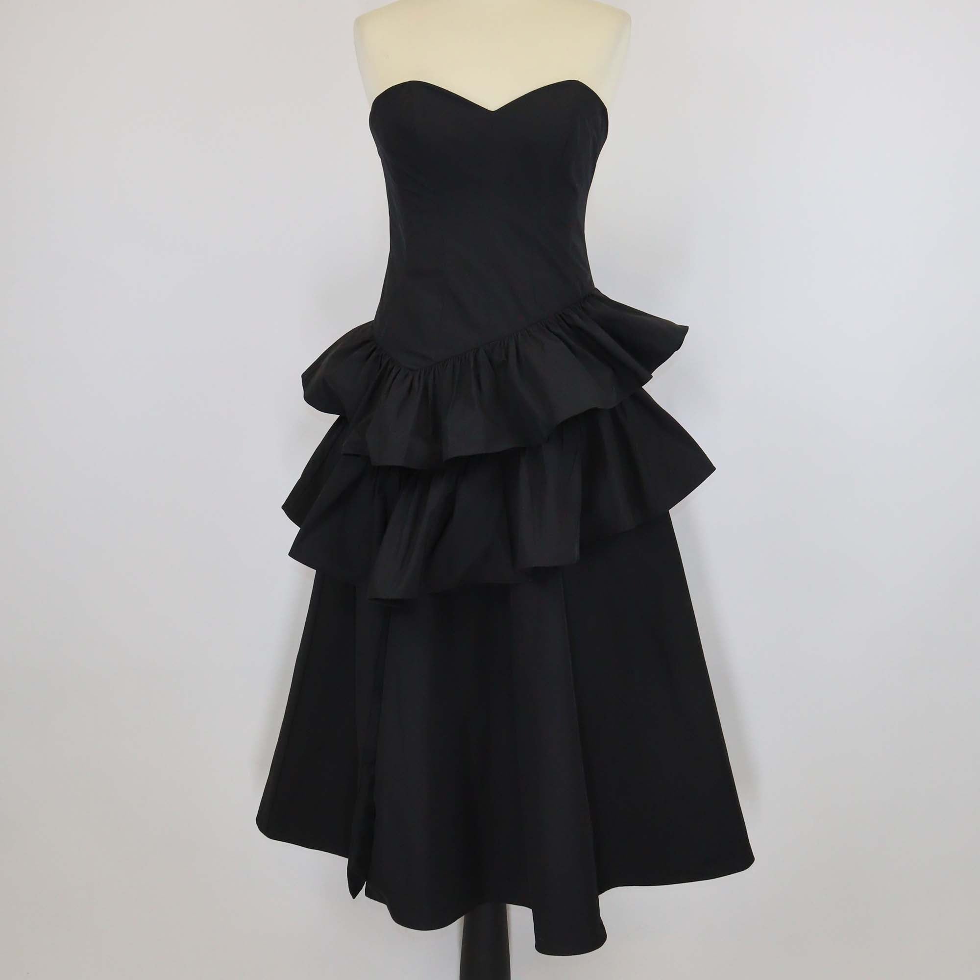 Marchesa Notte Black Polyester Sweetheart Taffeta Sleeveless Dress