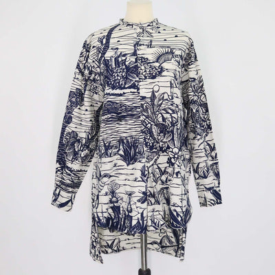 Christian Dior Navy Blue, Off White Cotton Printed Tunic Top