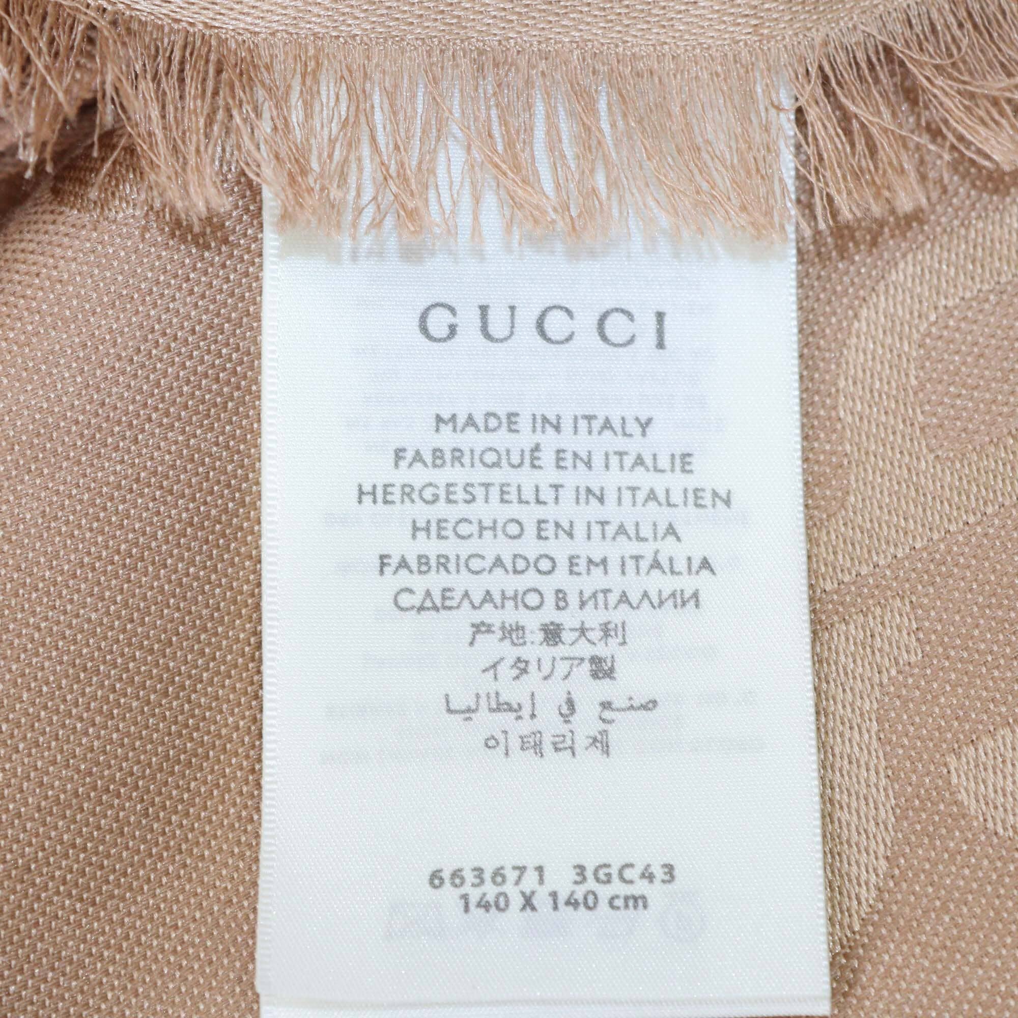 Gucci Caramel GG Jacquard Silk Wool Shawl Womens Gucci 