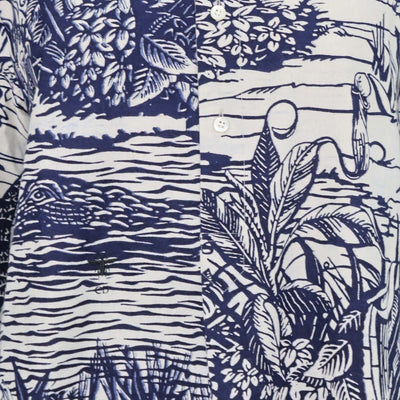 Christian Dior Navy Blue, Off White Cotton Printed Tunic Top