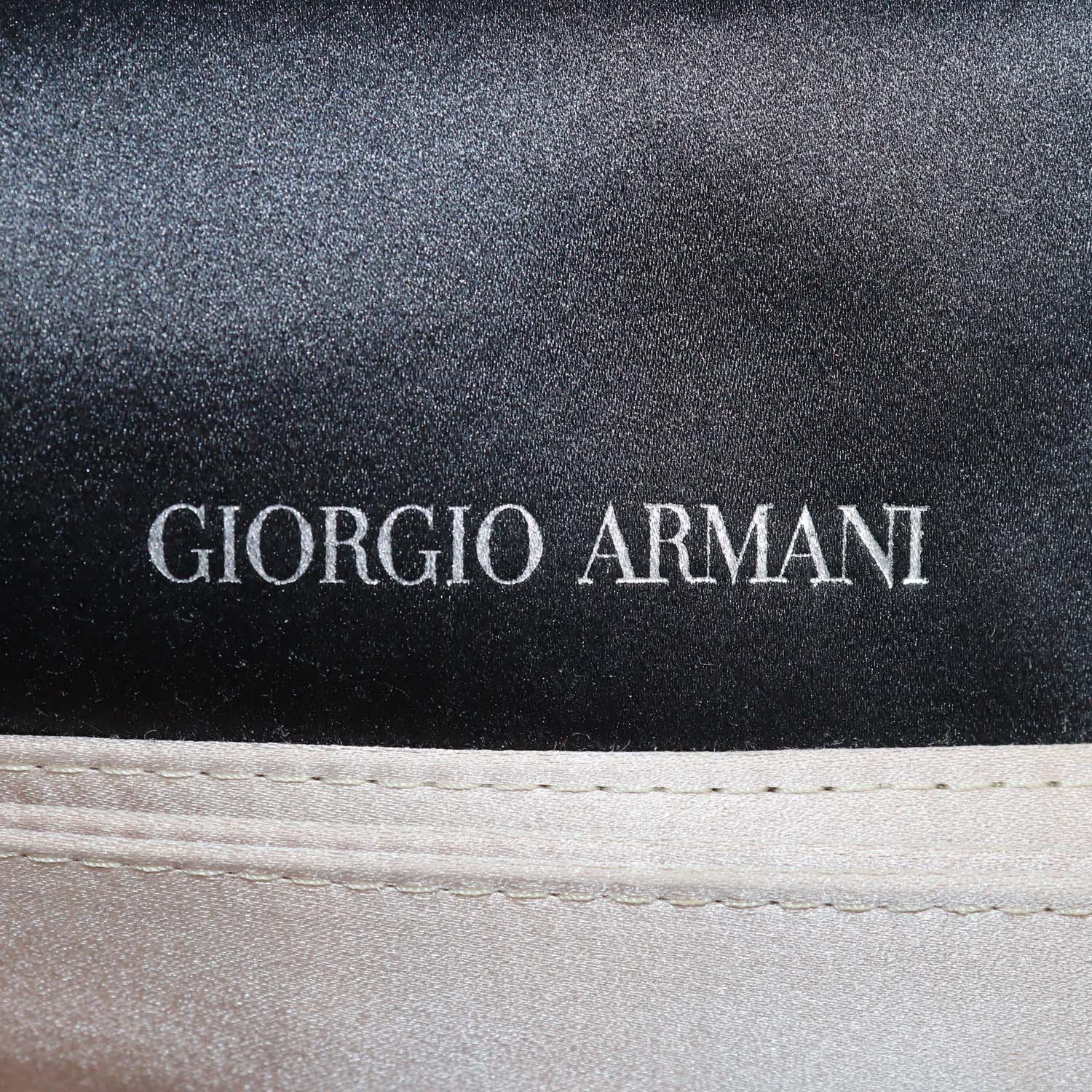 Giorgio Armani Black/Silver Beaded Satin Flap Chain Clutch