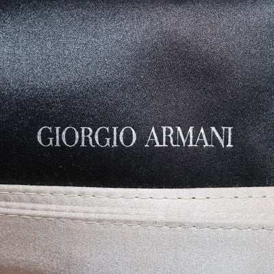 Giorgio Armani Black/Silver Beaded Satin Flap Chain Clutch