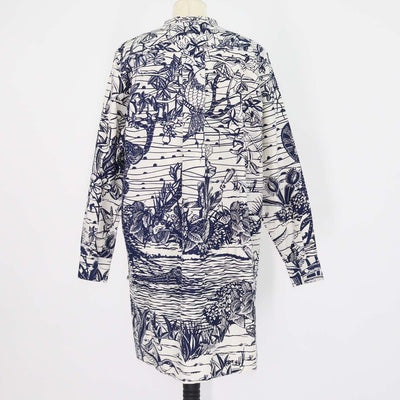 Christian Dior Navy Blue, Off White Cotton Printed Tunic Top