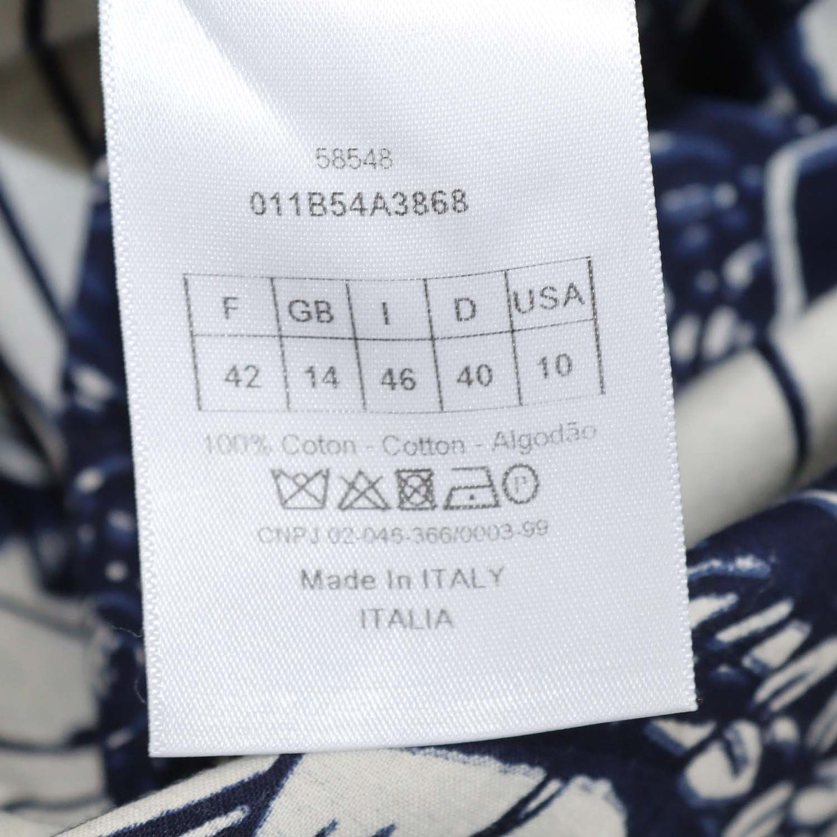 Christian Dior Navy Blue, Off White Cotton Printed Tunic Top