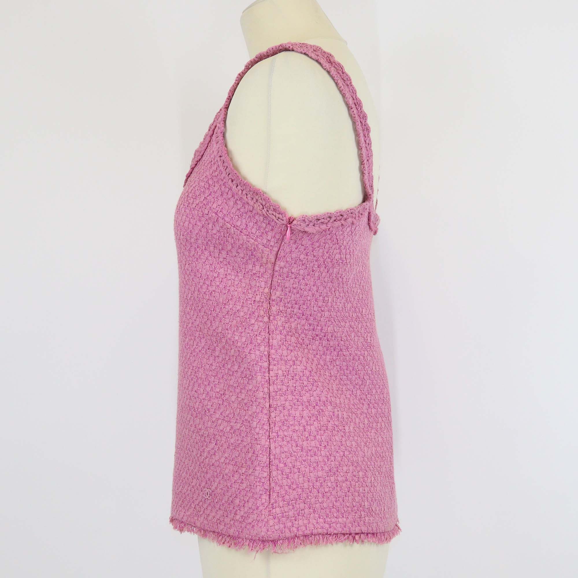 Chanel Pink Tweed Camisole Tank Top