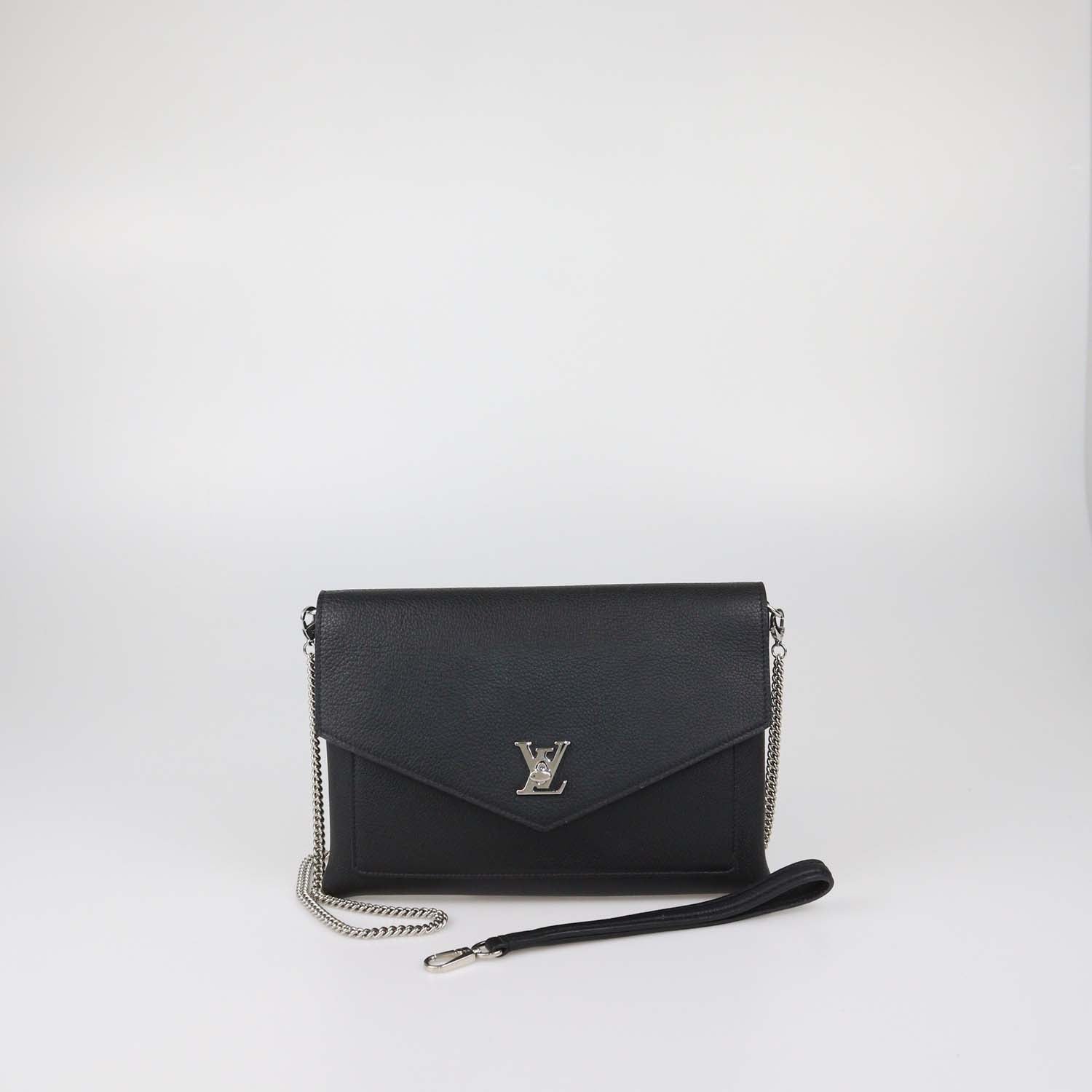 Louis Vuitton Black Leather Mylockme Chain Pochette