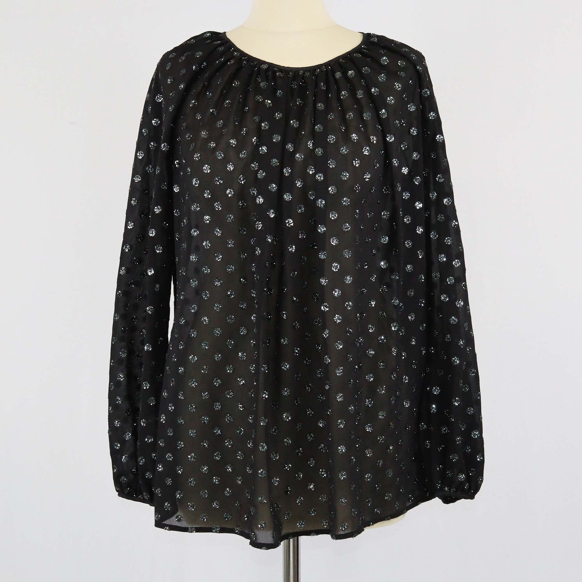 Max Mara Studio Black Silk Polka Dots Glitters Blouse Womens Max Mara Studio 