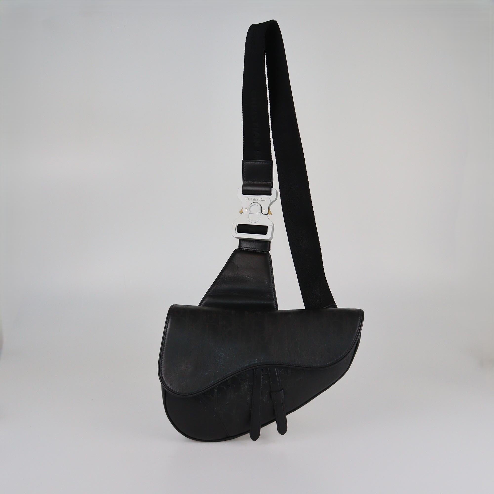 Dior Homme Black Perforated Oblique Saddle Bag Mens Dior Homme 