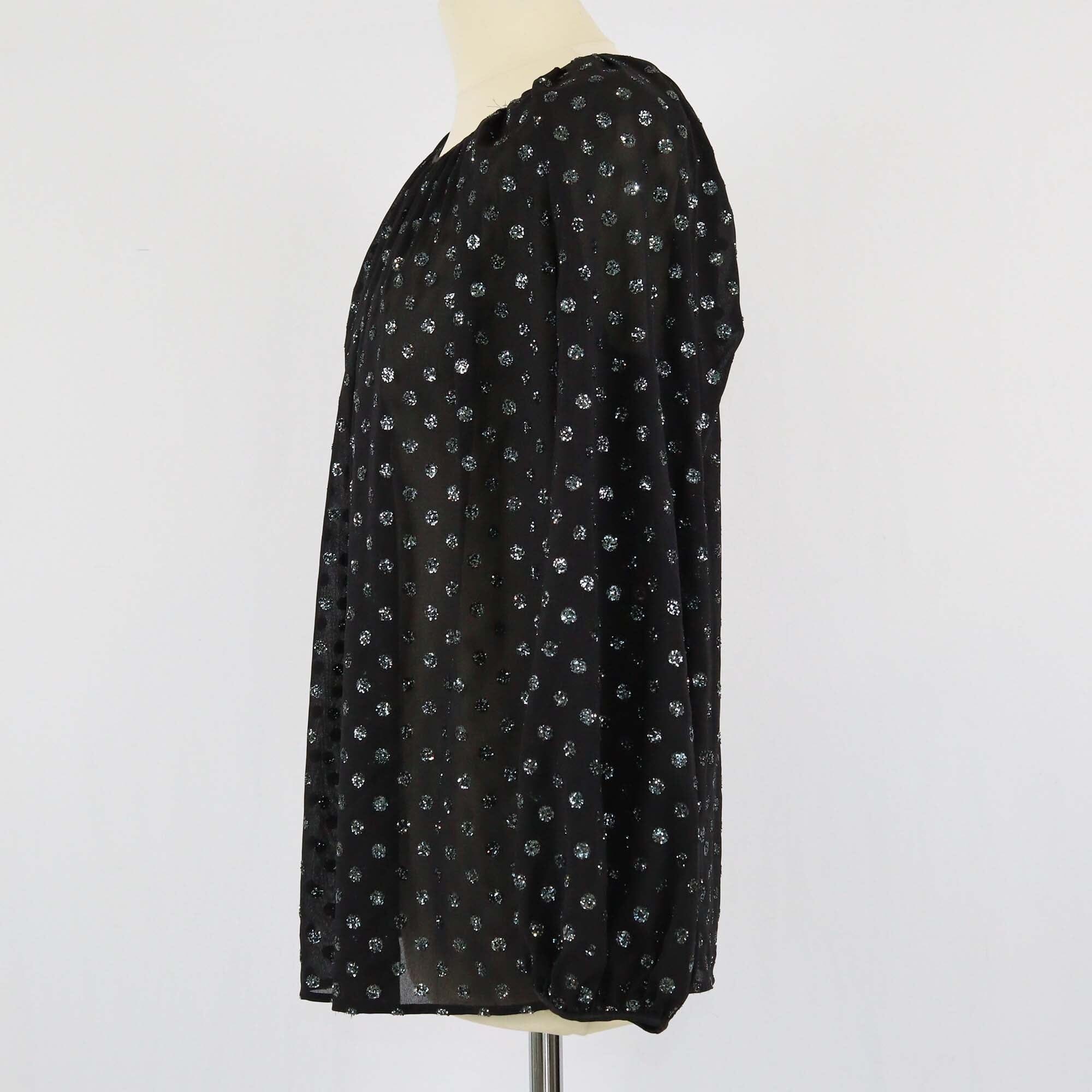 Max Mara Studio Black Silk Polka Dots Glitters Blouse Womens Max Mara Studio 