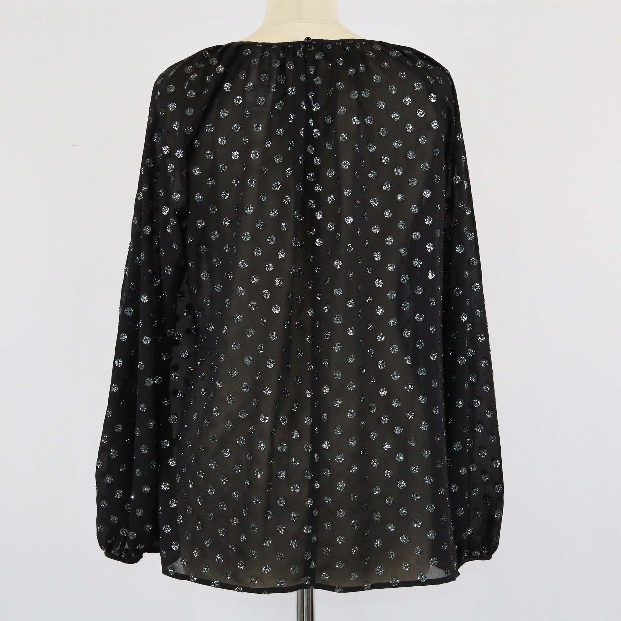 Max Mara Studio Black Silk Polka Dots Glitters Blouse Womens Max Mara Studio 