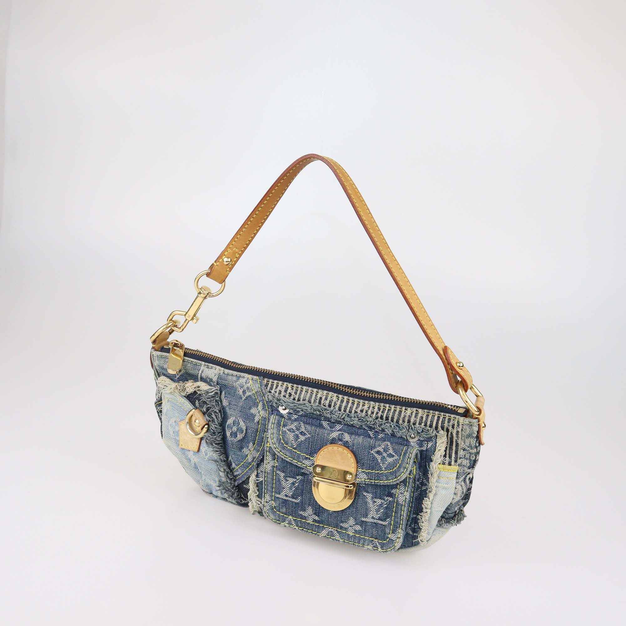 Louis Vuitton Blue Monogram Denim Patchwork Pouchy Bag