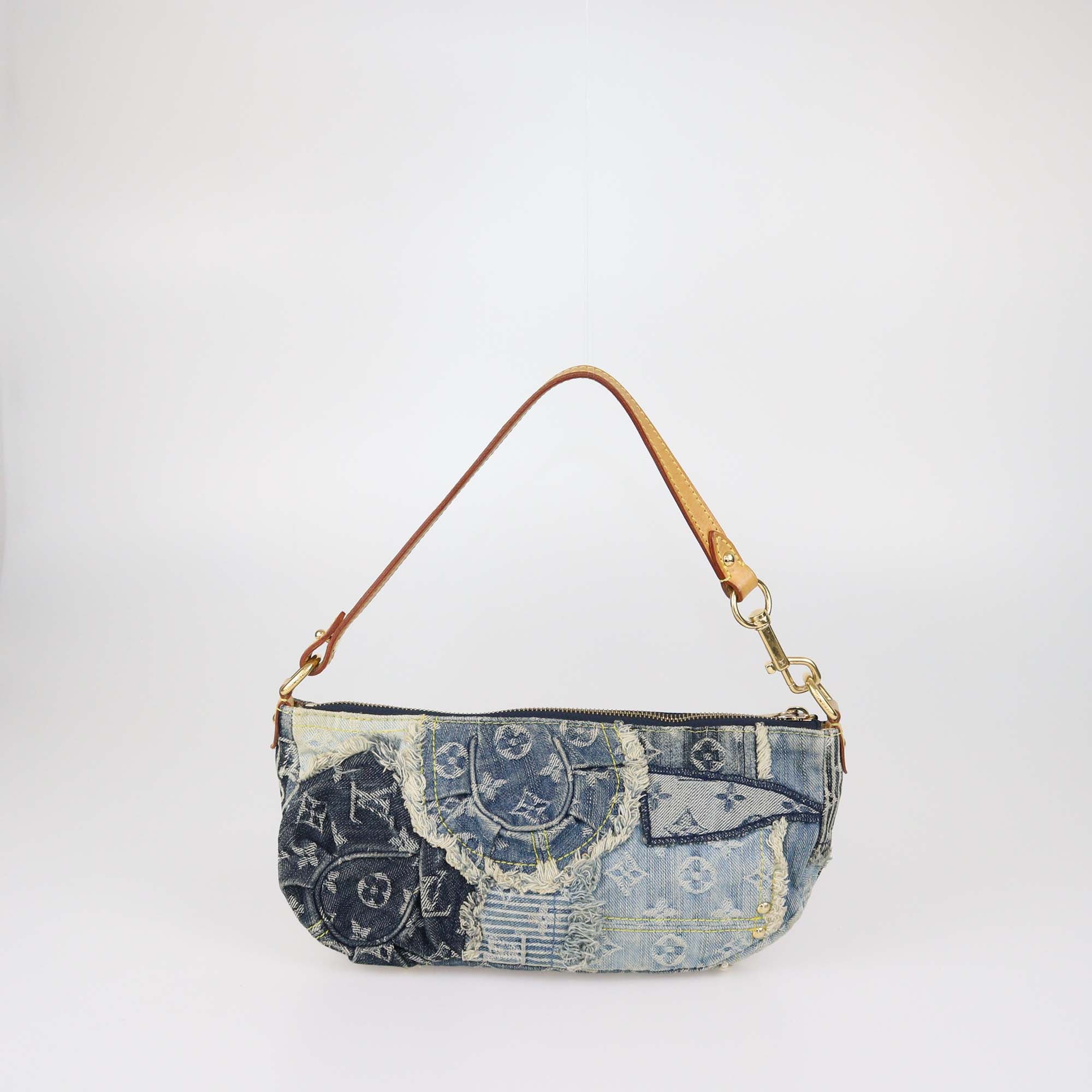 Louis Vuitton Blue Monogram Denim Patchwork Pouchy Bag