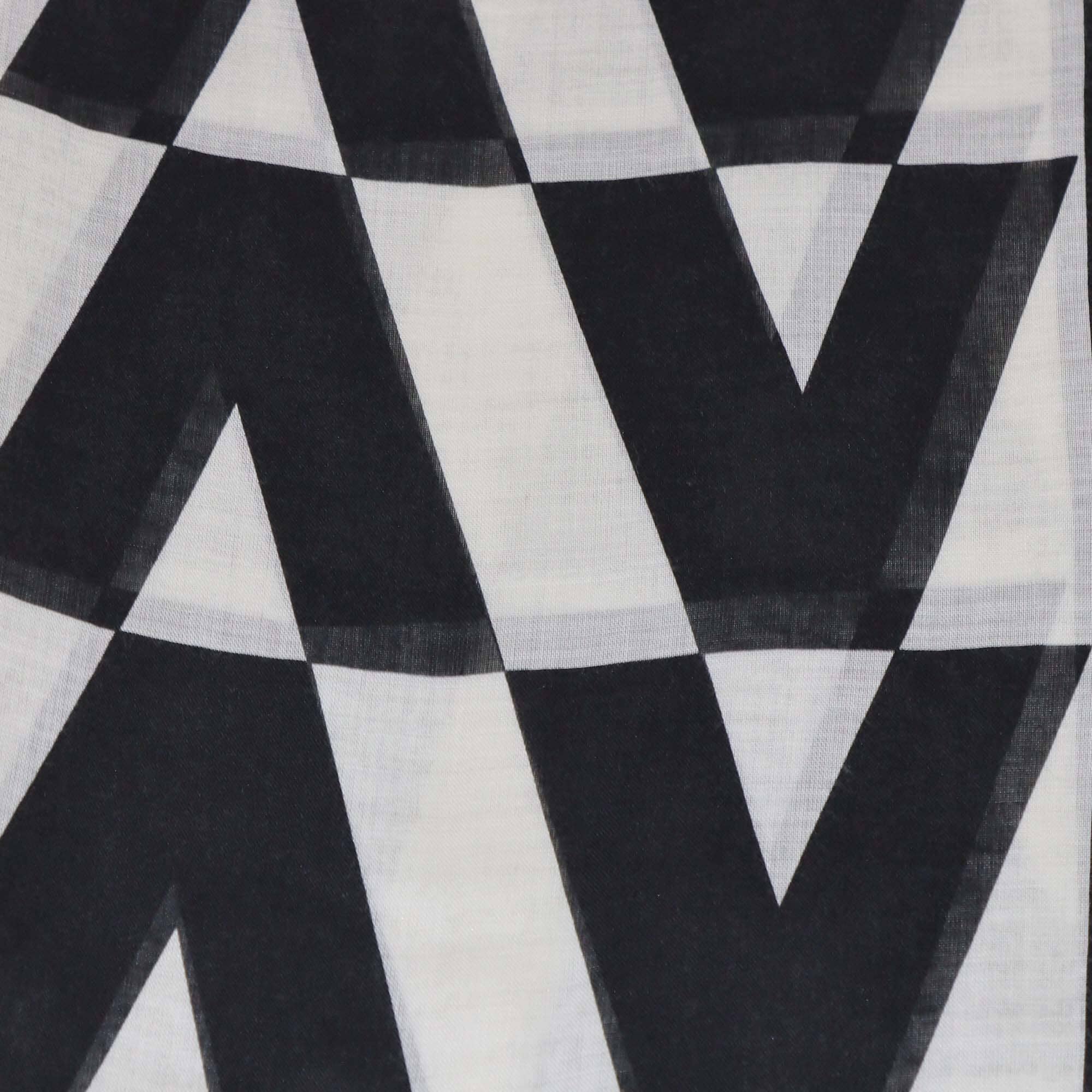 Valentino Black/White Monochrome Cashmere & Silk Fringed Scarf Womens Valentino 