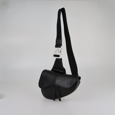 Dior Homme Black Perforated Oblique Saddle Bag Mens Dior Homme 