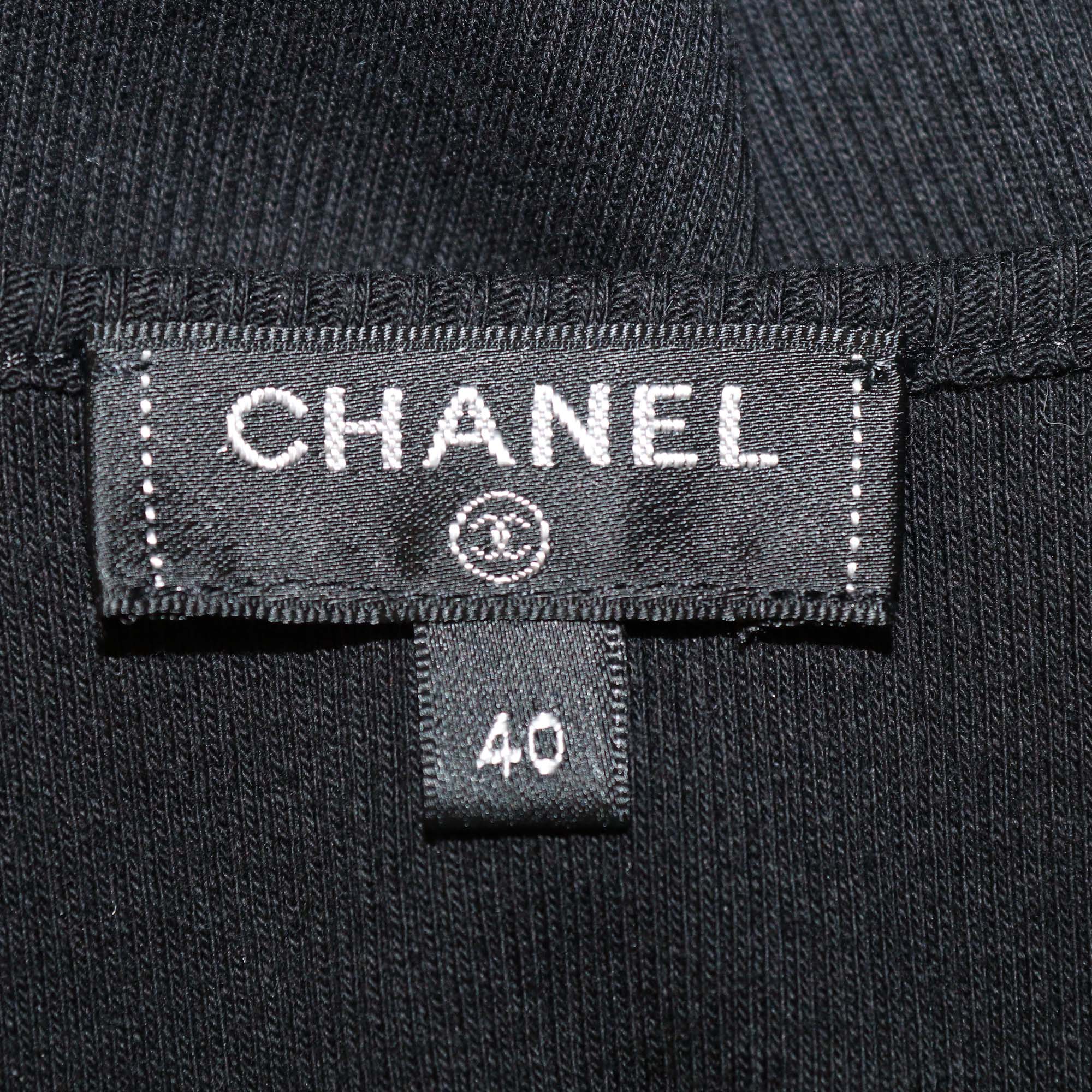 Chanel Black/Gold Blend Polyester Fil-coupe and Rib Knit Tank Top