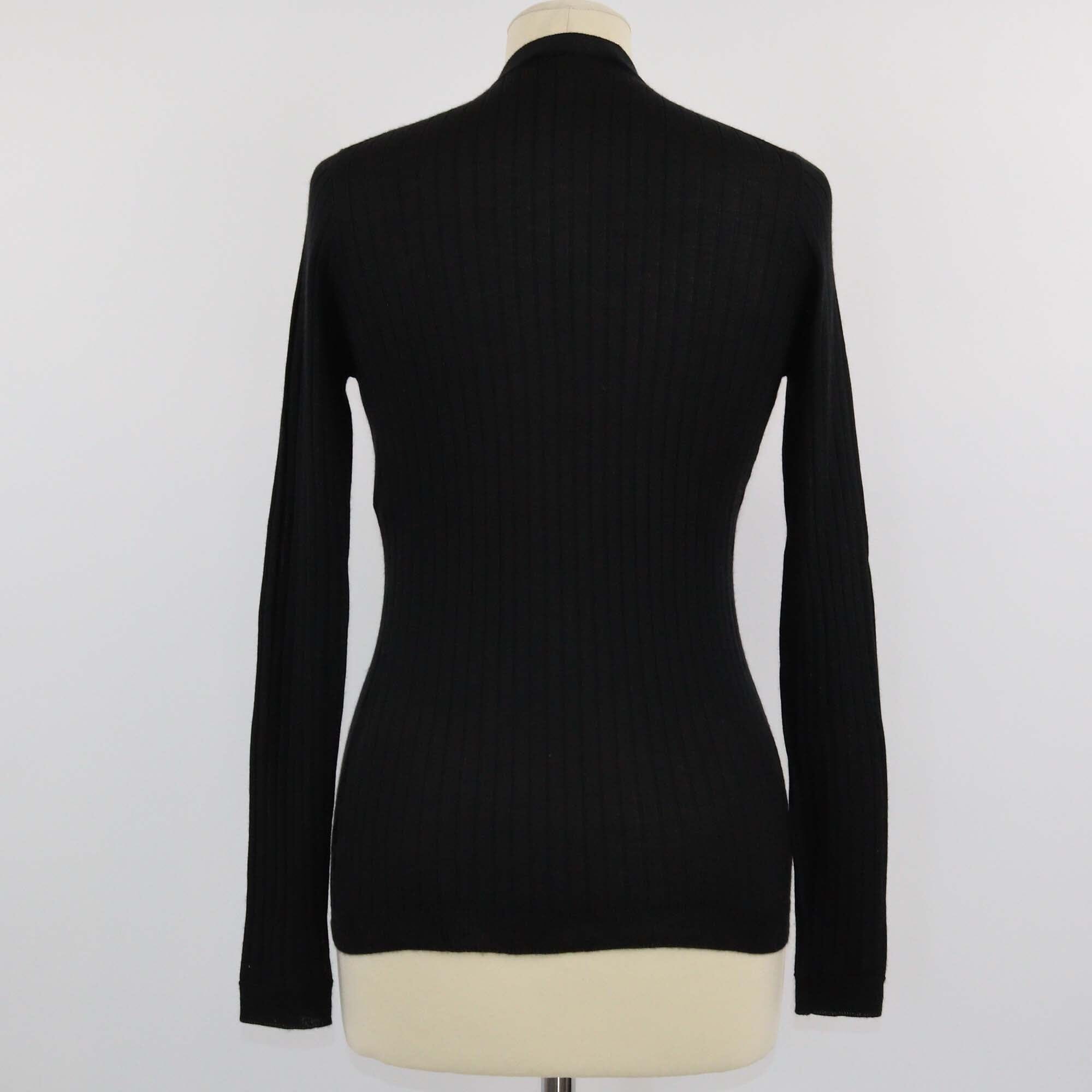 Christian Dior Black Black Stripe Bee Embroidered Ribbed Knited Cardigan Womens Christian Dior 