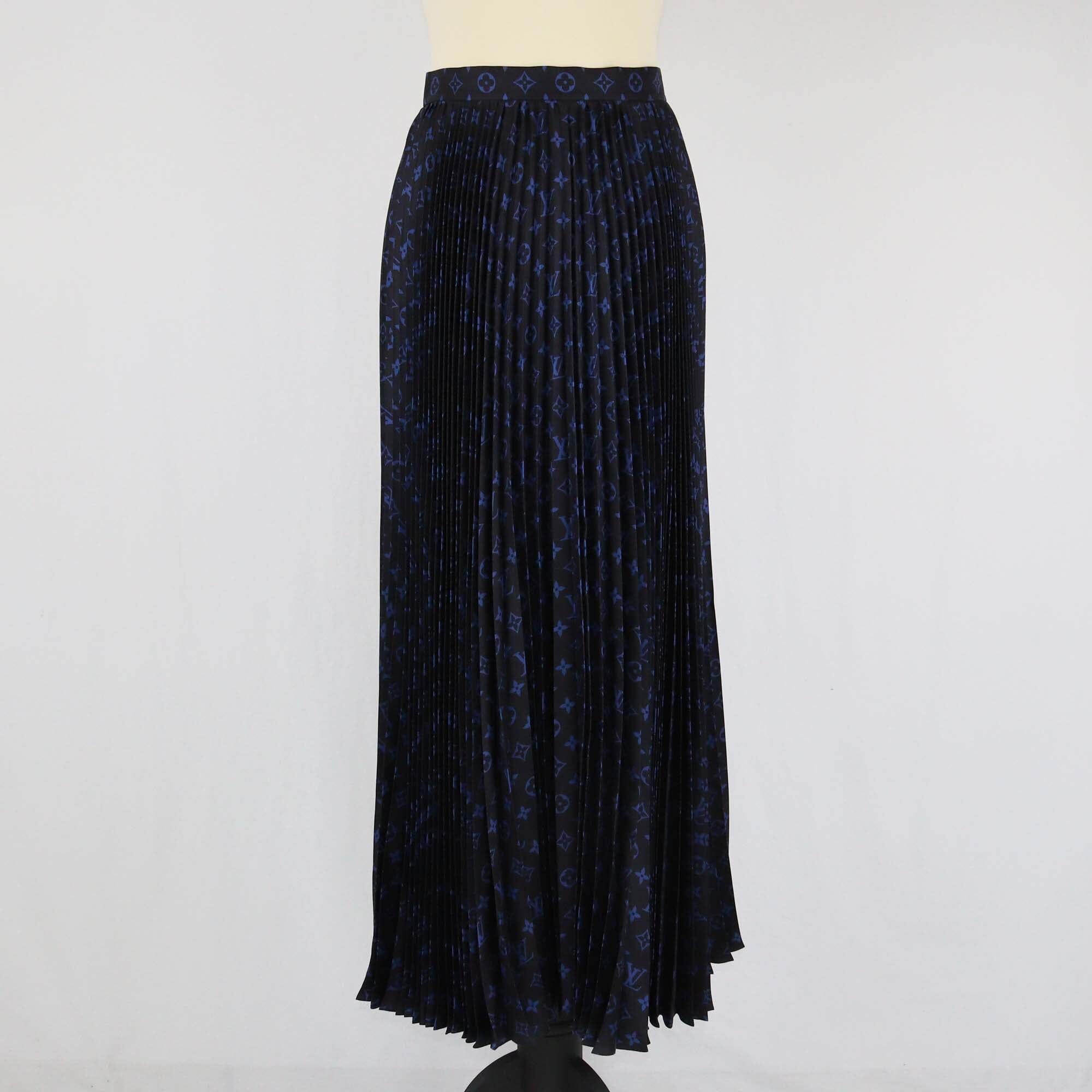 Louis Vuitton Blue Monogram Pleated Maxi Skirt Womens Louis Vuitton 