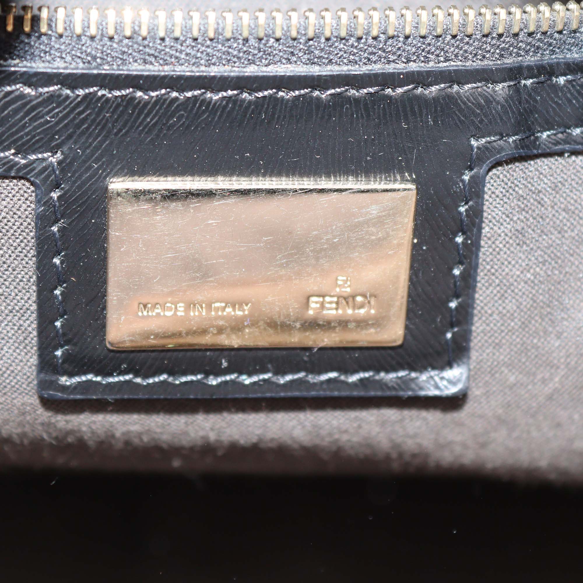 Fendi Black Zucca Canvas and Patent Leather Large Chef Tote