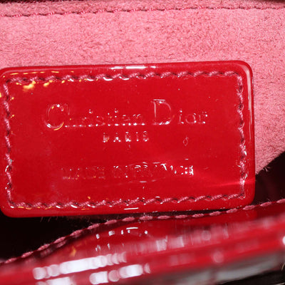 Christian Dior Red Patent Leather Cannage Mini Lady Dior Tote