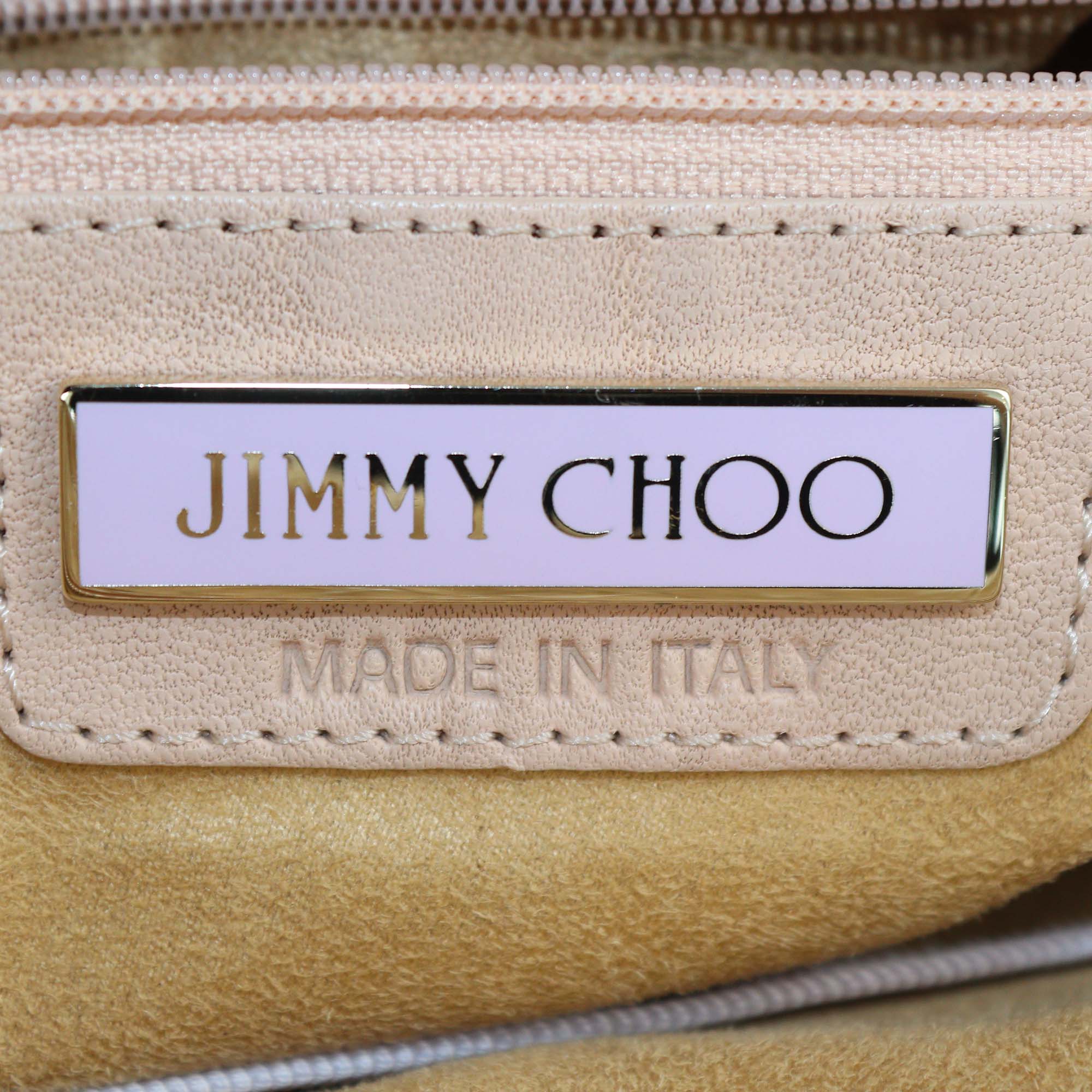 Jimmy Choo Beige Leather Textured Leather and Snake Leather Small Sky Bangle Hobo