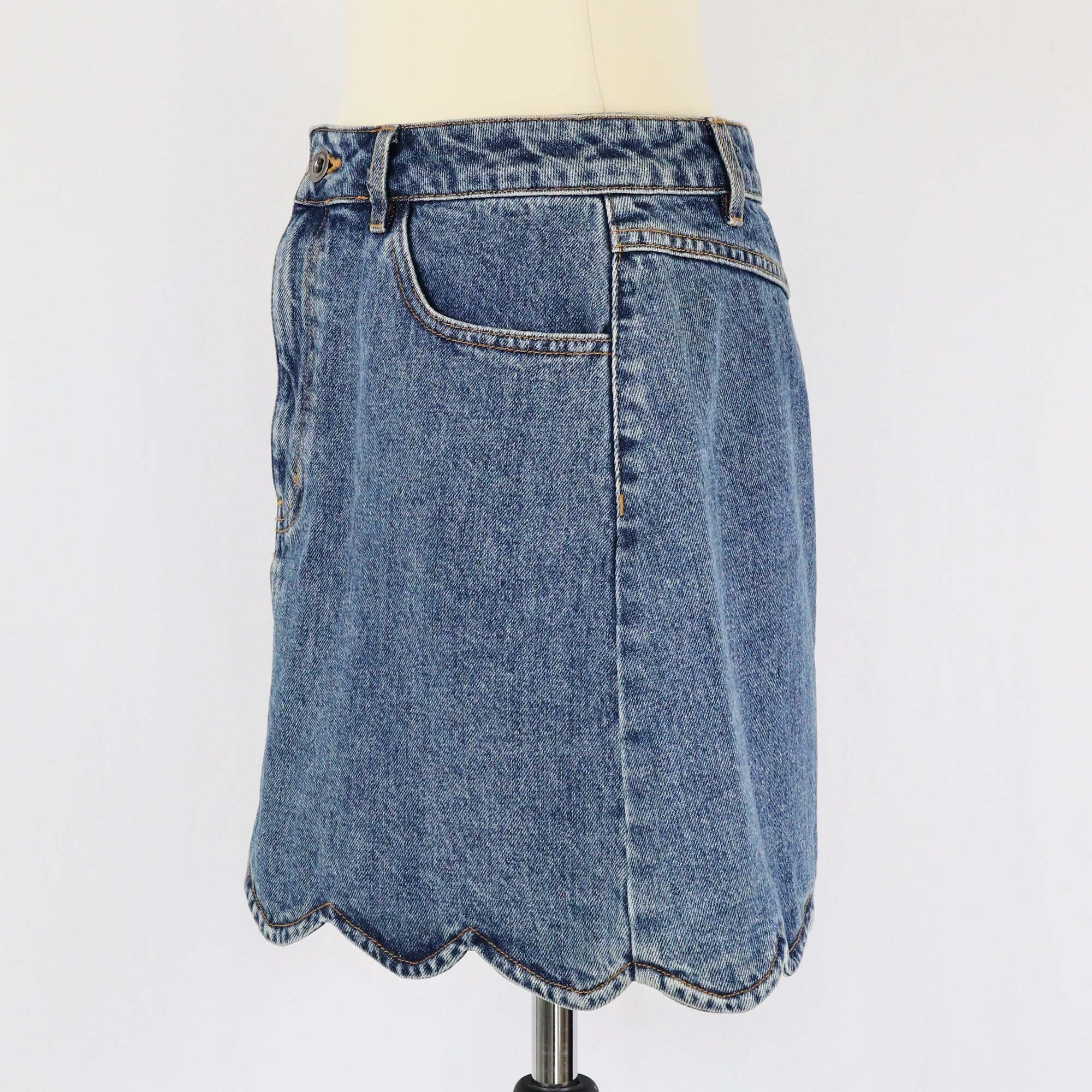 Self Portrait Blue Denim Mini High Waisted Skirt Womens Self Portrait 