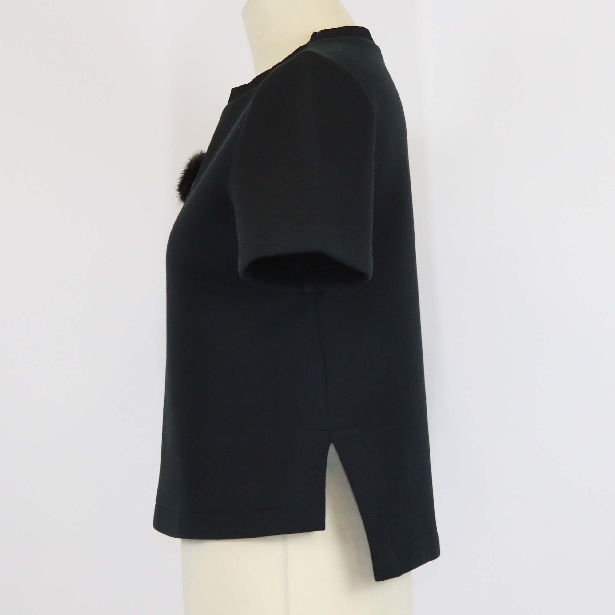 Fendi Black Blend Cotton Karlito Patch T-Shirt