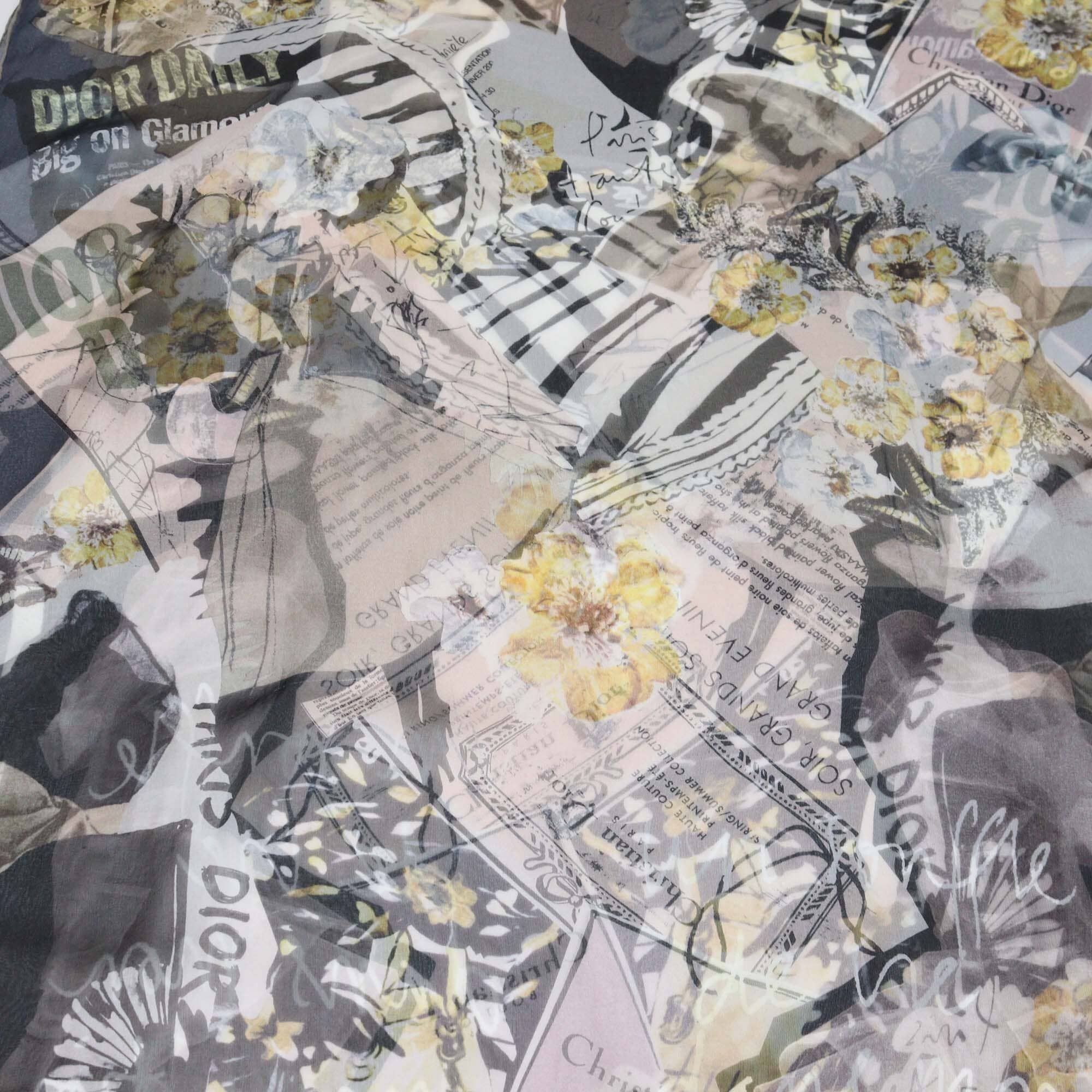 Christian Dior Multicolor Floral Print Sheer Silk Stole Womens Christian Dior 