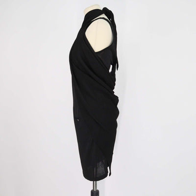 Chanel Black Blend Viscose Sheer Knit Convertible Draped Dress