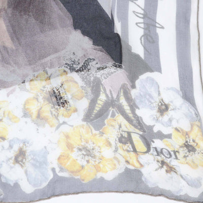 Christian Dior Multicolor Floral Print Sheer Silk Stole Womens Christian Dior 