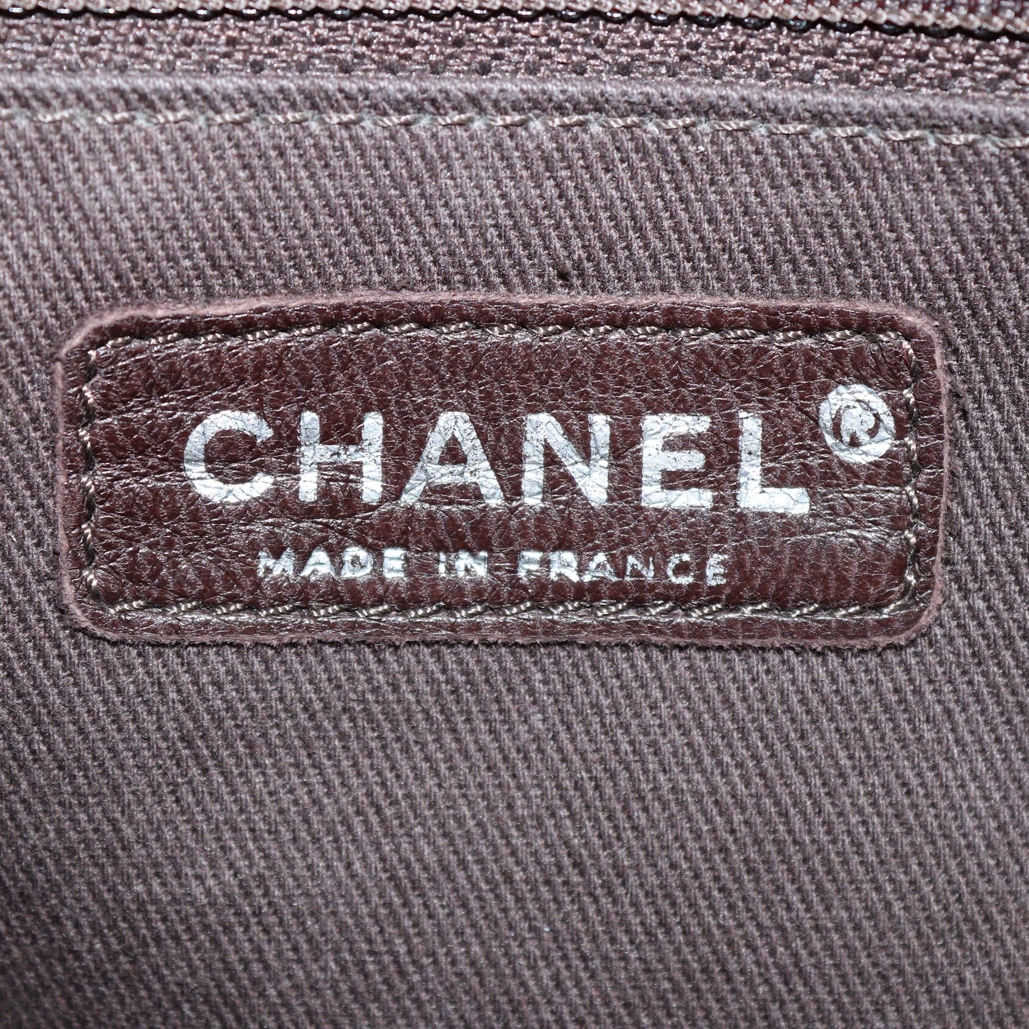 Chanel Dark Brown Leather Tuck Tote