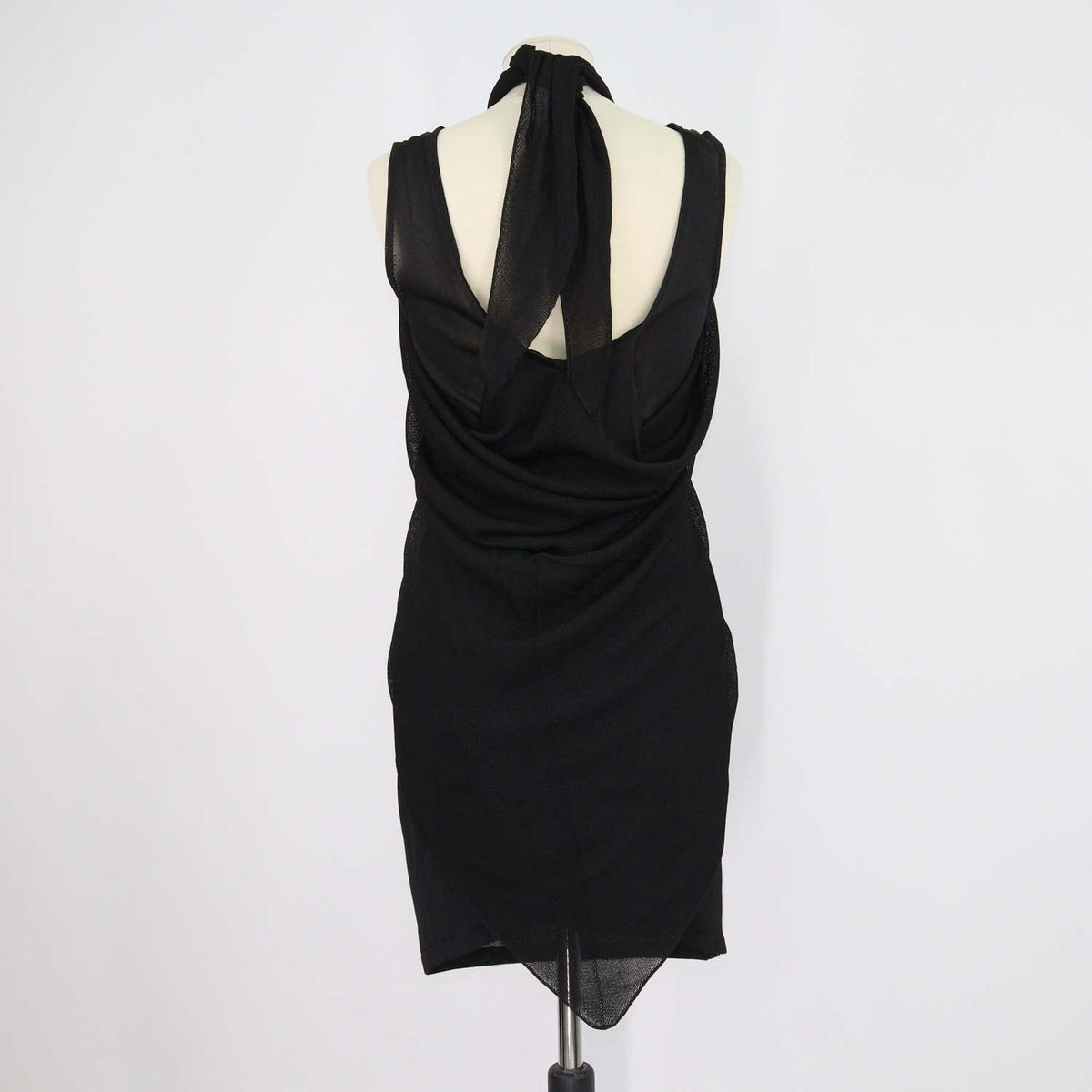 Chanel Black Blend Viscose Sheer Knit Convertible Draped Dress