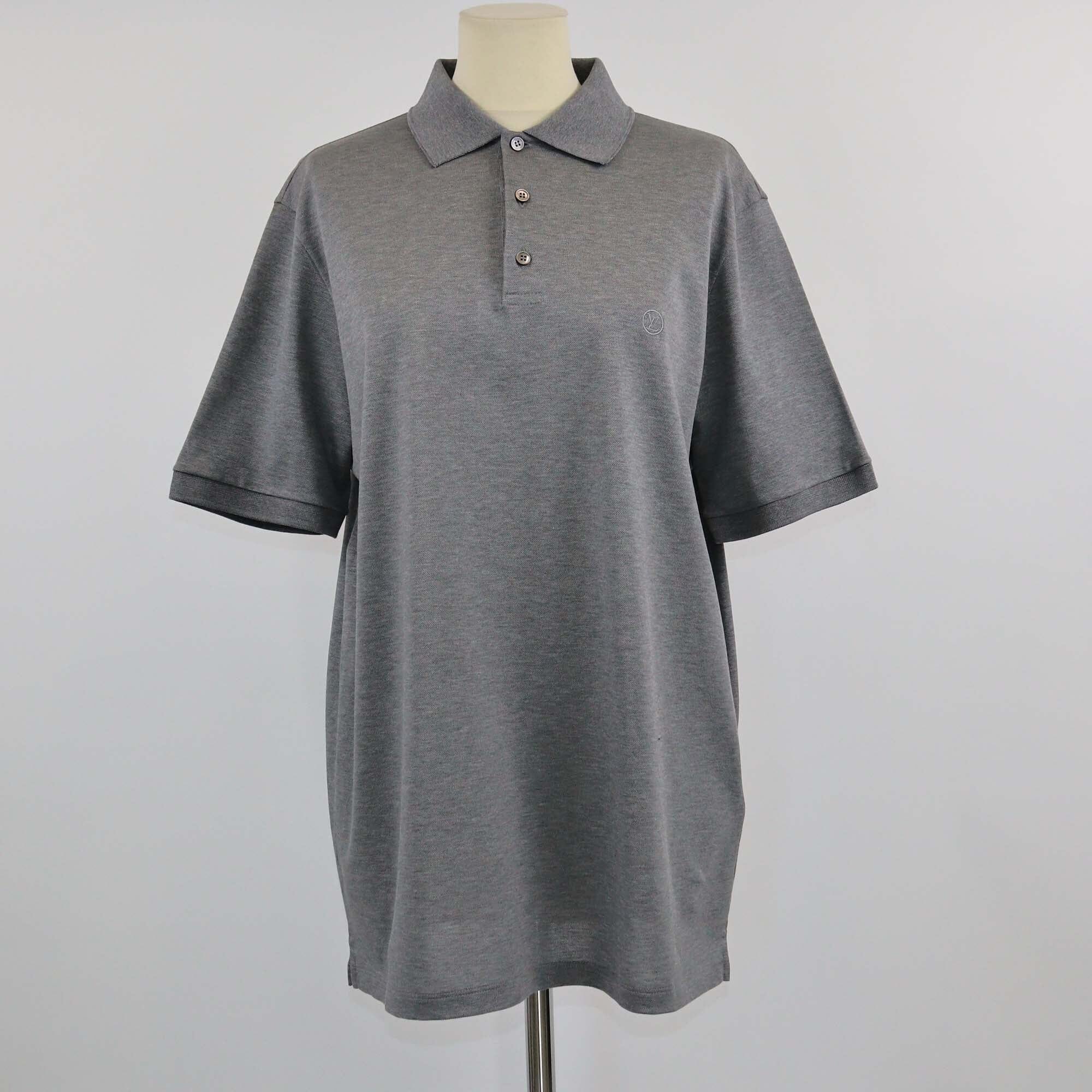 Louis Vuitton Grey Classic Short-Sleeved Pique Polo Shirt Mens Louis Vuitton 